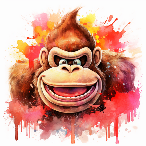 Watercolor portrait of Donkey Kong