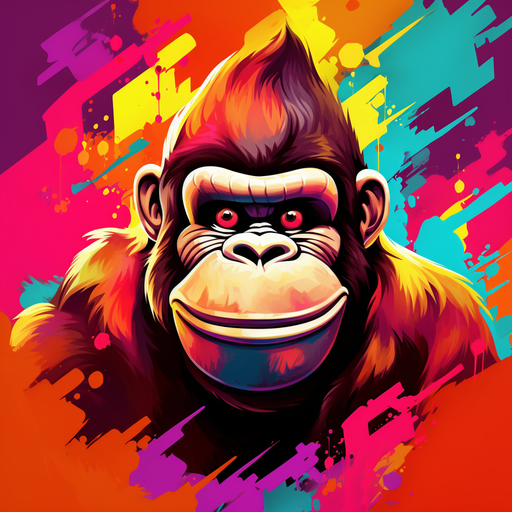 Colorful, pixelated profile picture of Donkey Kong in a pop art style.