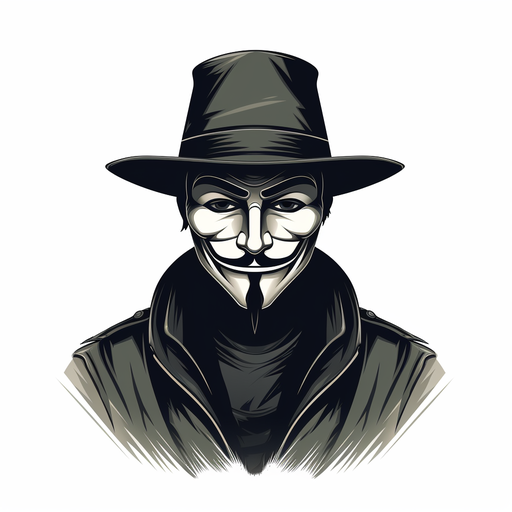 Guy Fawkes masked face in minimalistic style.