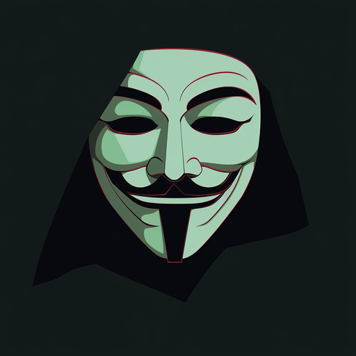 Guy Fawkes mask icon in minimalist style for anonymous profile picture.
