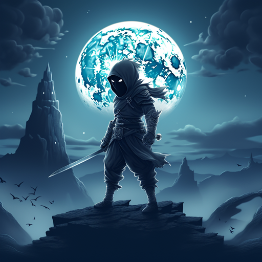 Ninja with moon background in breathtaking pfp.