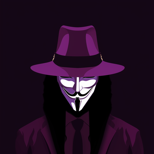 Guy Fawkes mask in minimalist vector style.