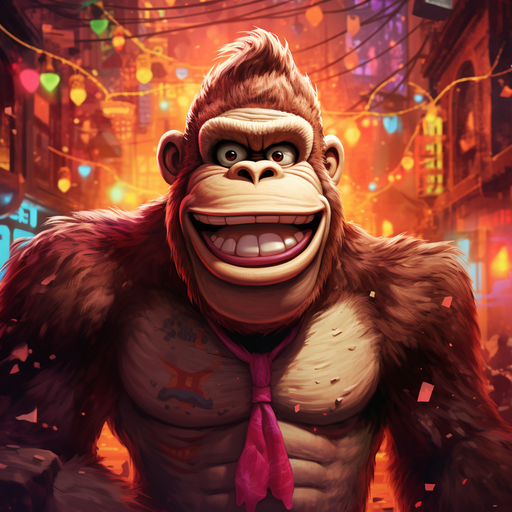 Donkey Kong, the iconic video game character, in a dynamic pose from Donkey Kong Country.