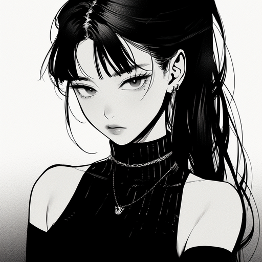 Monochrome anime-style pfp with a trendy design.