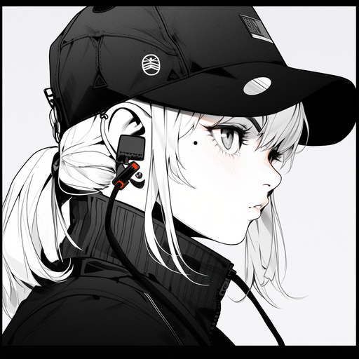 Black and white anime-style pfp with trendy vibes