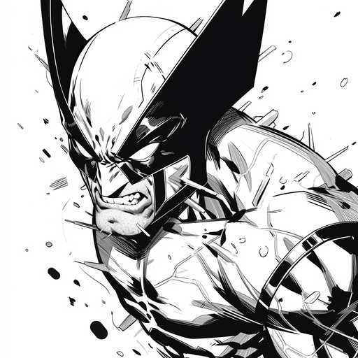 Monochrome illustration of Wolverine
