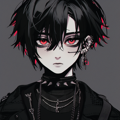 Gothic anime boy with grunge style pfp.