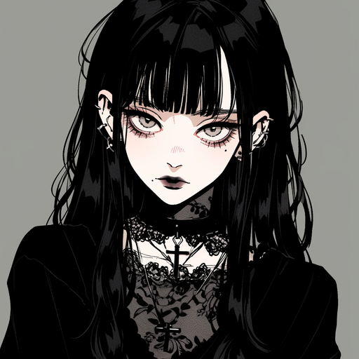 Gothic anime girl with grunge style.