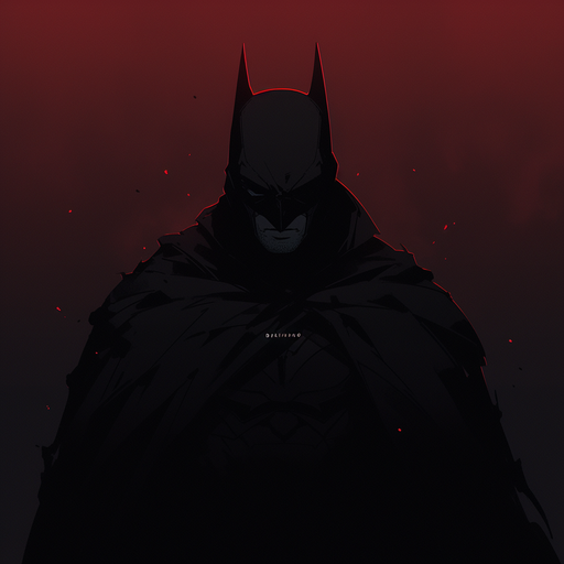 Minimalist Batman silhouette against a dark background.