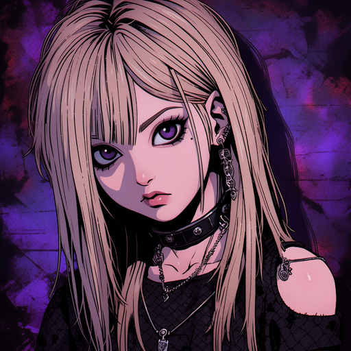 Gothic anime icon featuring Misa Amane with grunge style.