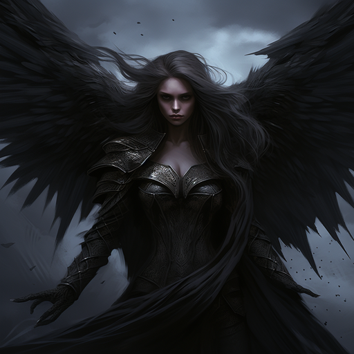 Mysterious monochrome portrait of a dark angel.