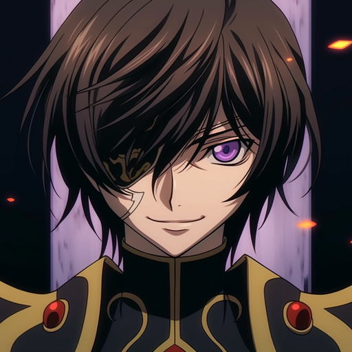 Smiling portrait of Lelouch, with a cute face.