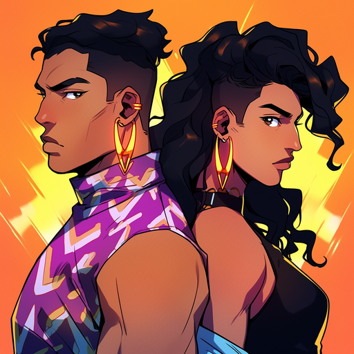 Stylish couple warrior pfp in an artistic artstyle.