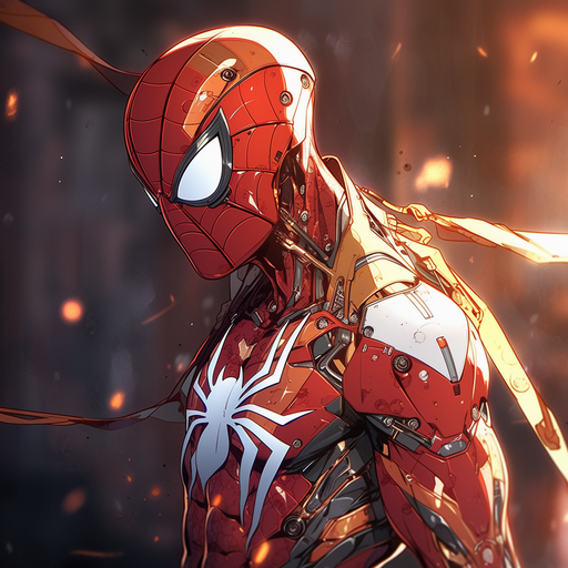 Spider-Man wearing the Iron Spider suit, standing in a powerful pose.