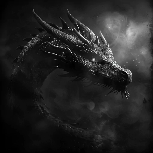 Mystical black and white dragon avatar with a smoky background ideal for a dark-themed profile picture.