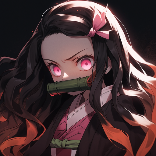 Gothic-style pfp of Nezuko, a character from the Demon Slayer anime.