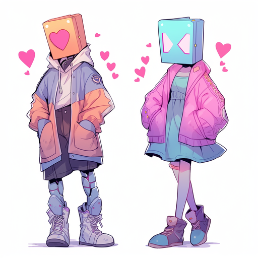 Robotic couple in colorful pfp