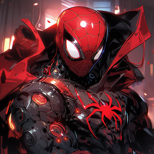 Cyberpunk style Spider-Man artwork.