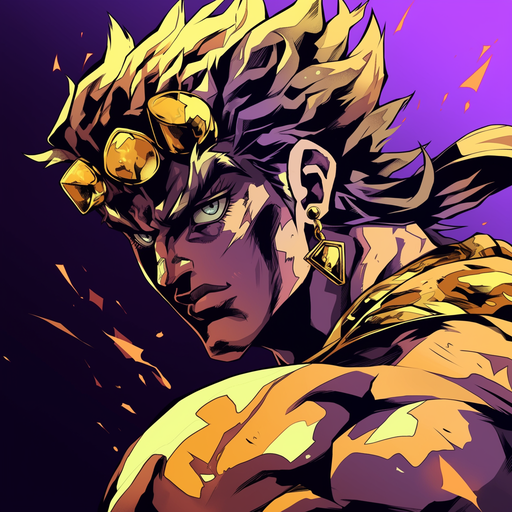 Golden-haired character from JoJo's Bizarre Adventure with a striking, epic look.