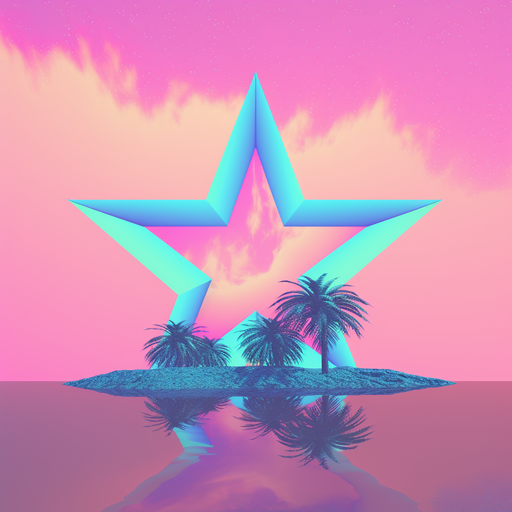 Vaporwave-style artwork of a five-point star.