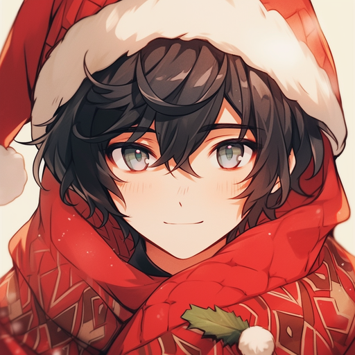 Christmas-themed anime pfp of a male character in various styles.