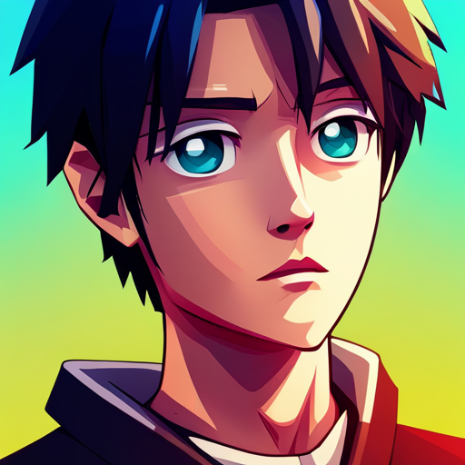 Colorful depiction of a sad anime boy with a pfp profile picture.