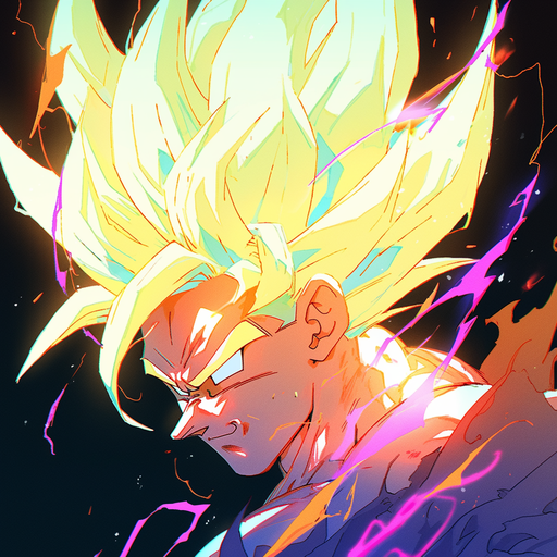 Goku in his Super Saiyan form, surrounded by a vibrant energy aura.