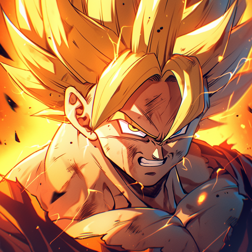 Super Saiyan Goku, a powerful character from Dragon Ball, depicted in a profile picture (PFP).