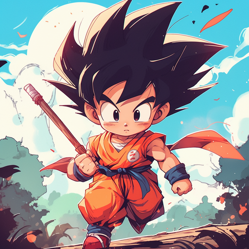 Kid Goku from Dragon Ball with a cheerful expression and spiky hair.