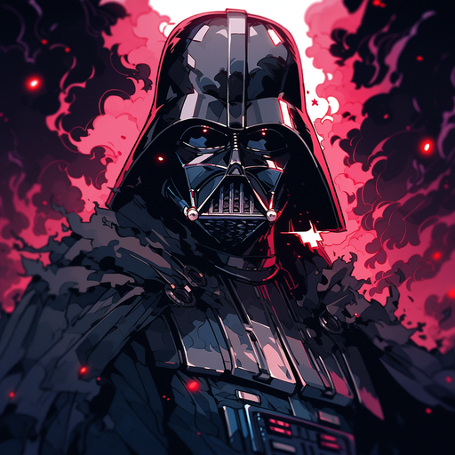 A pixelated portrait of Darth Vader in a vibrant style, showcasing his iconic look.