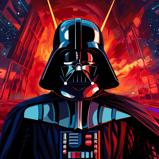 Darth Vader portrait in 16-bit style.