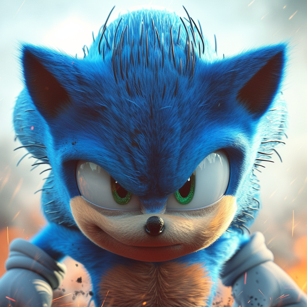 Sonic the Hedgehog avatar with intense gaze for profile picture.