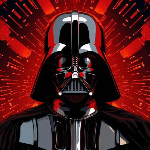 Darth Vader portrait in 16-bit image style.