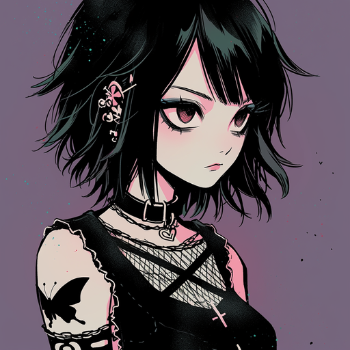 Gothic anime character with grunge style.