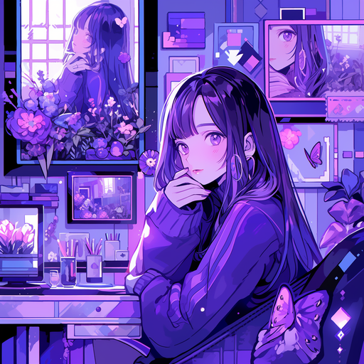 Aesthetic purple profile picture with a dreamy, artistic design.