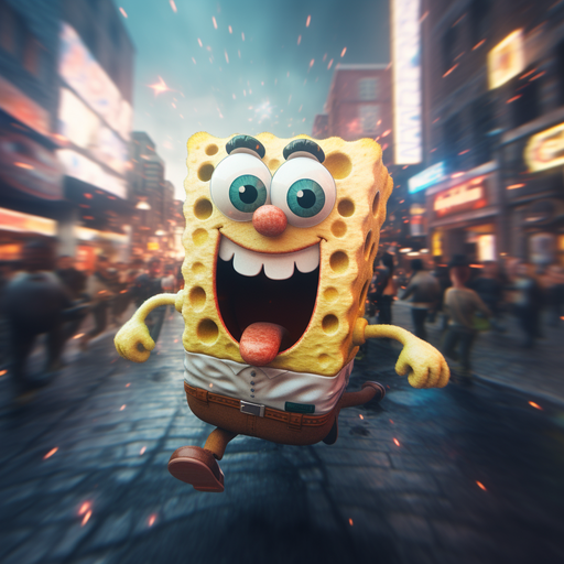 SpongeBob SquarePants in a cinematic blur.