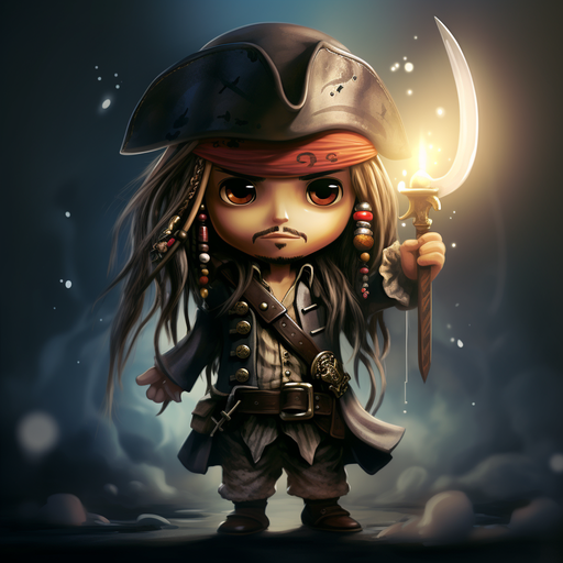 Chibi style artwork of Jack Sparrow