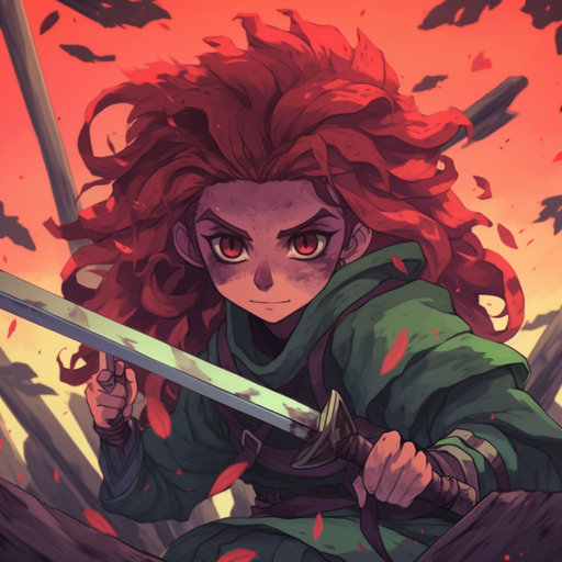 Vibrant and fierce Demon Slayer artwork showcasing entwining red and green colors.