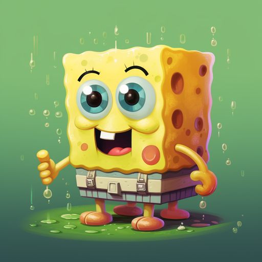 SpongeBob SquarePants in pixel art style, depicted as a cute meme character.