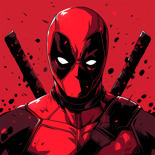 Deadpool profile picture in red monochrome with an amoled aesthetic.