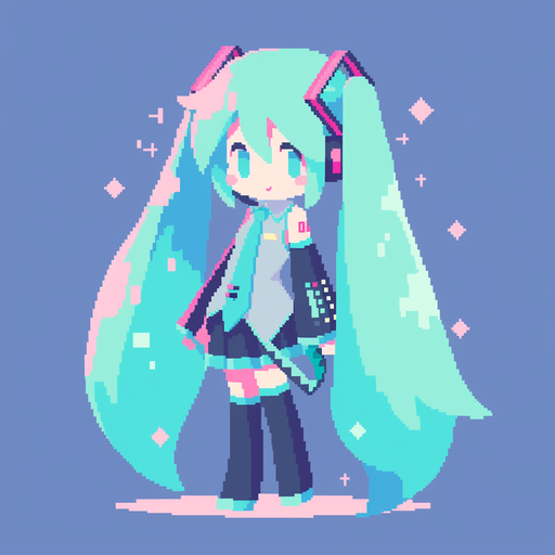 Hatsune Miku pfp, featuring pixel art of the character - colorful and vibrant.