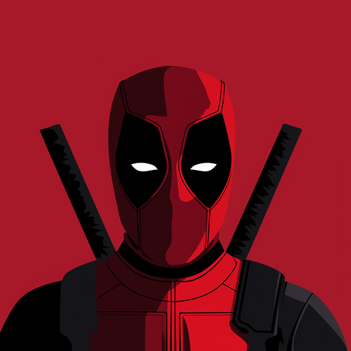 Minimalist vector-style artwork of Deadpool's face profile.