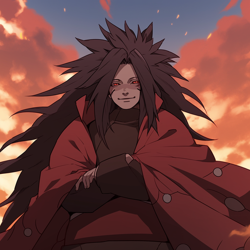 Confident Madara standing at a high place.