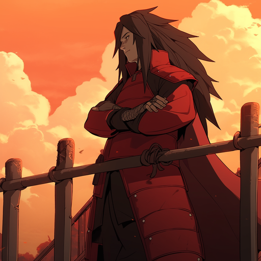 Confident Madara standing on a high place.