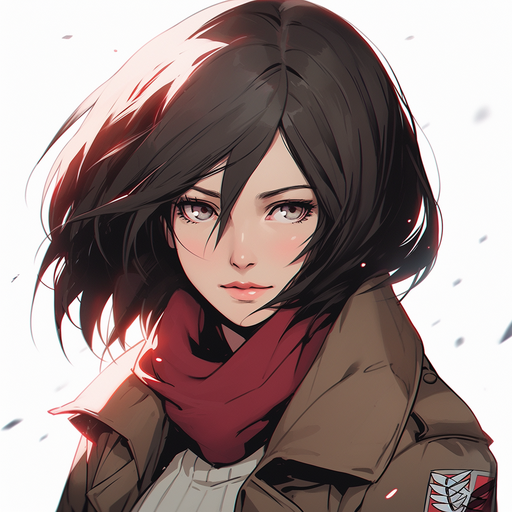 Mikasa in expressive style, radiating happiness with vivid colors.