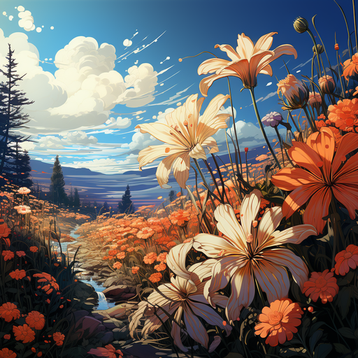 Pixel artfield showcasing beautiful flowers in an aesthetic style.