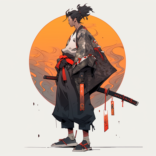 Modern Samurai with vibrant colors.