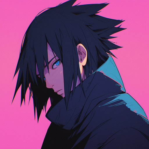 Sasuke Uchiha in Japanese lofi style.