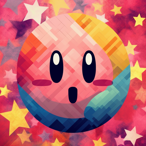 Colorful Kirby character in a pop art style pfp.
