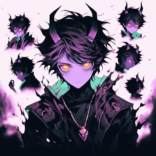 Anime-style demon boy with an aesthetic vibe.